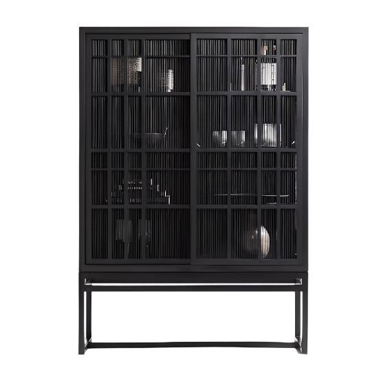 Highland black cabinet store with sliding doors